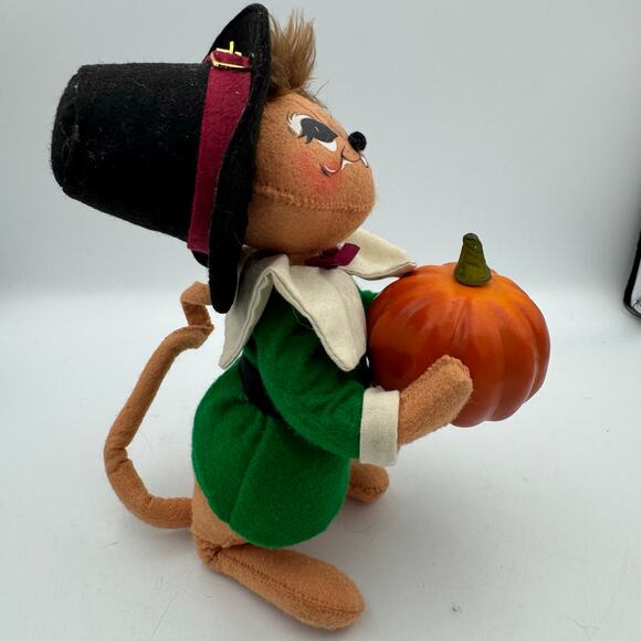 Annalee Vintage Thanksgiving Mouse Doll Pumpkin Decor 9” Felt Holiday Figure - Picture 4 of 6